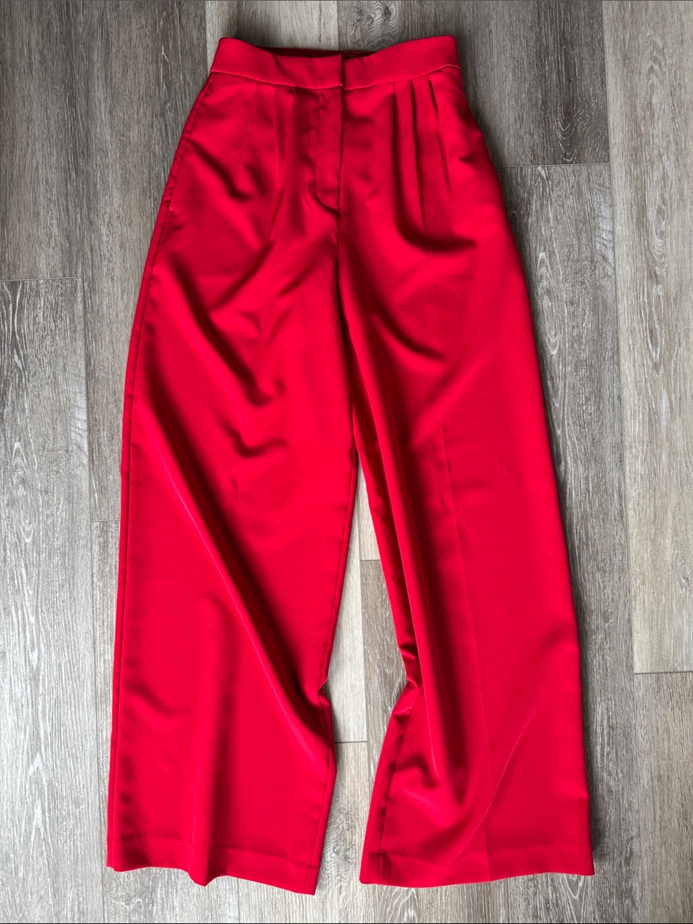 Express High-Waist Wide Leg Pants in Vibrant Red
